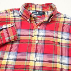 Ralph Lauren Shirt Mens Large Multicolor Plaid Flannel Button Down Classic Fit